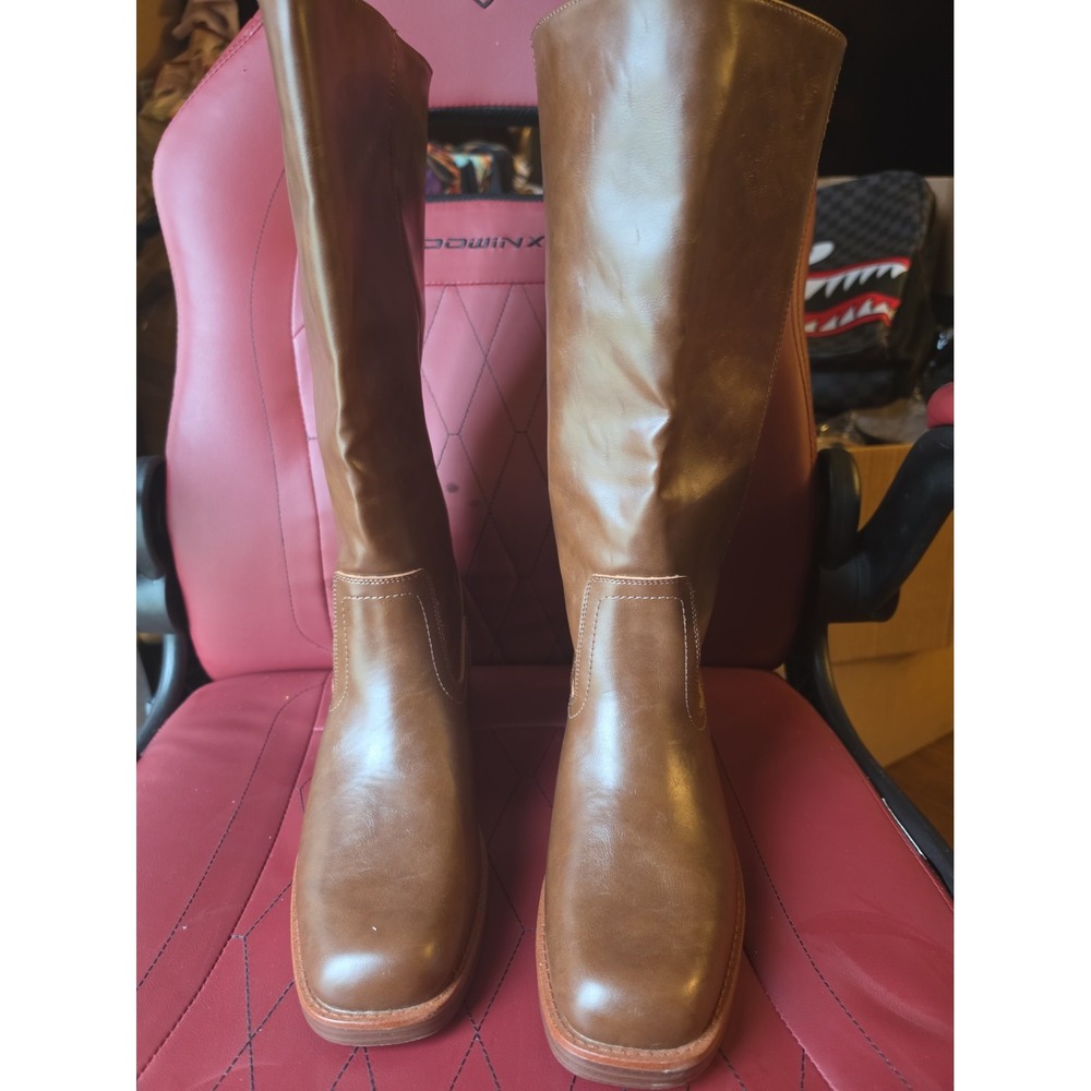Dream Pairs Women's Knee High Riding Boot Light Brown Faux Leather Zip US 11